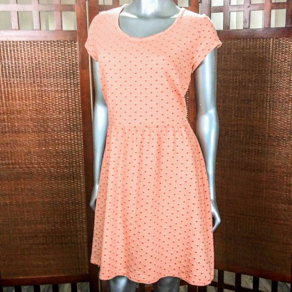 🎀MAISON JULES ORANGE POLKA DOT SHORT SLEEVE DRESS